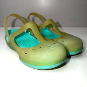 Crocs Carlie Mary Women’s Size 6 Jelly Translucent Clogs Sling back Sandals